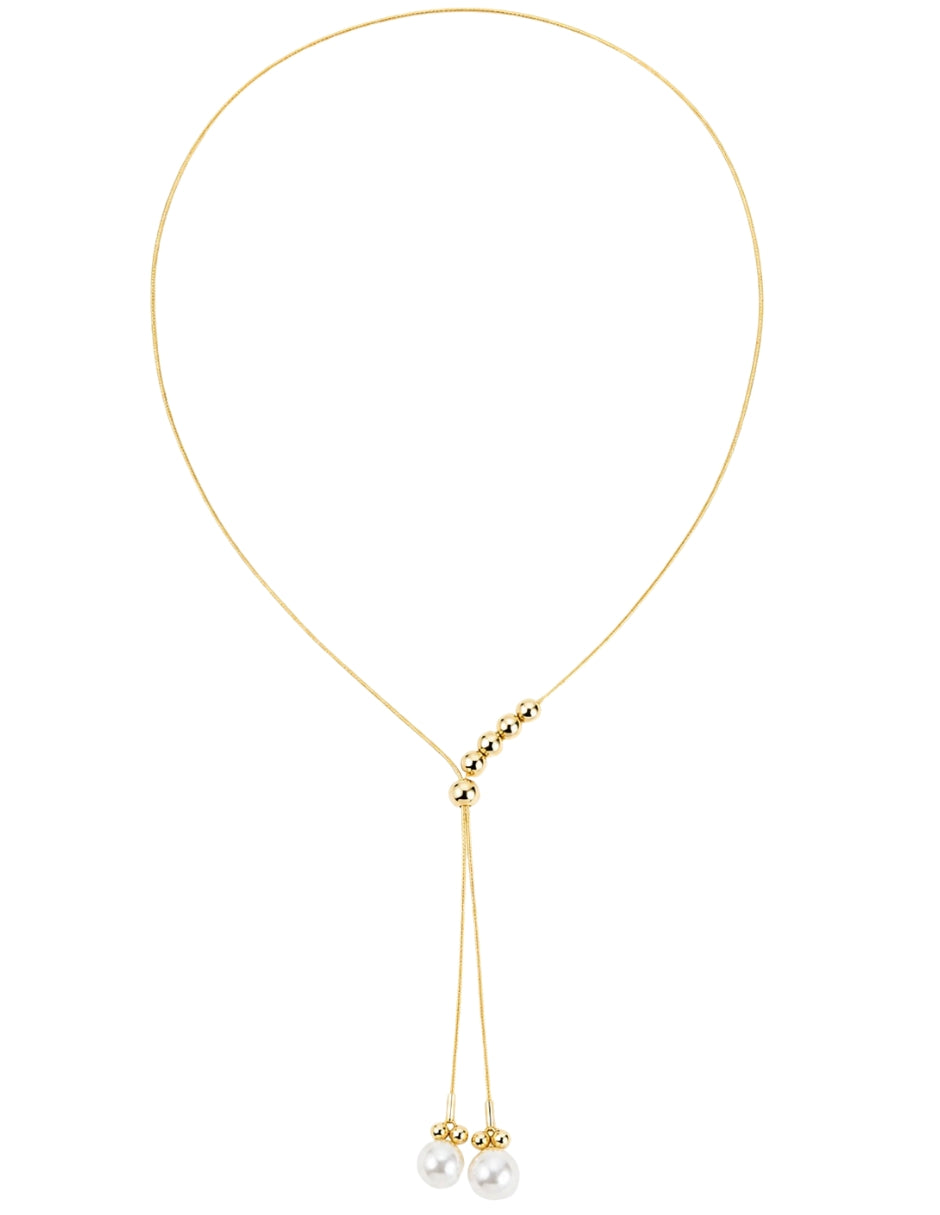 SET CORBATERO Y ARETES CON PERLAS CHAPA DE ORO 14K