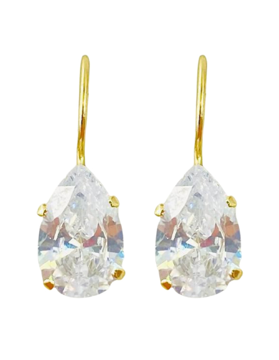 Aretes Gota Zirconia Oro 10k