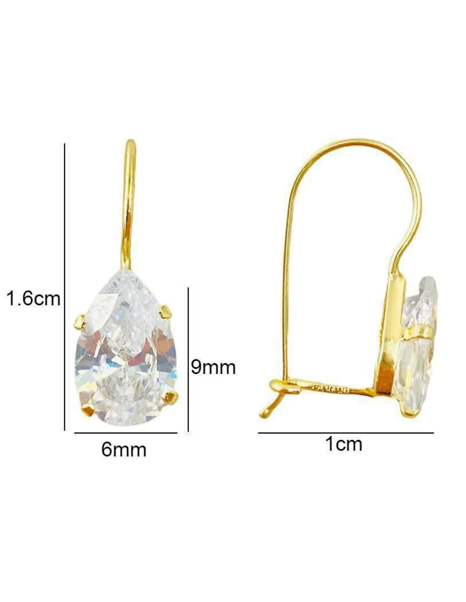 Aretes Gota Zirconia Oro 10k