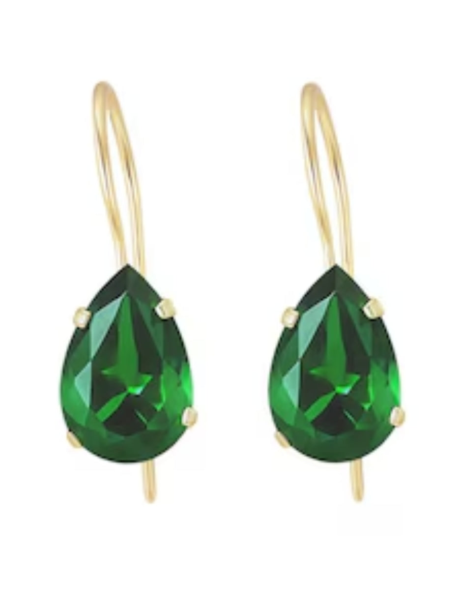 Aretes Zirconia Verde Oro 10k