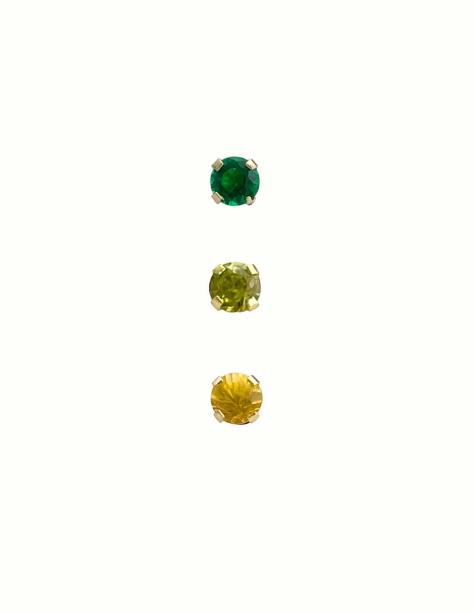 Trio de Piercing Verde - en Oro de 10k