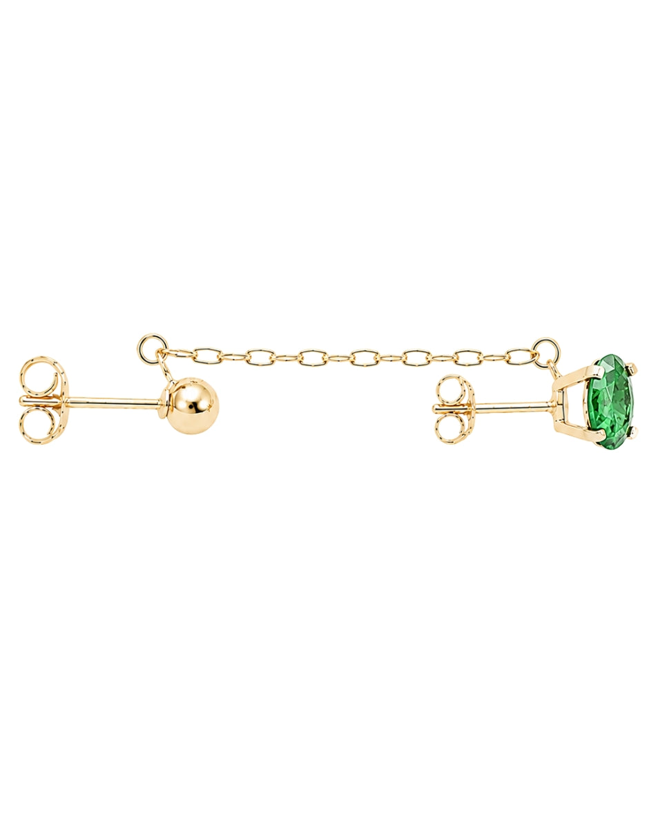 Piercing Esmeralda Cadena Bola Lisa 10k