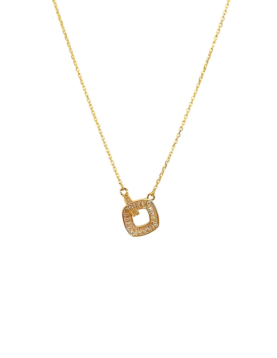 Collar Dije Cuadrado en Chapa de Oro 14k con Zirconia