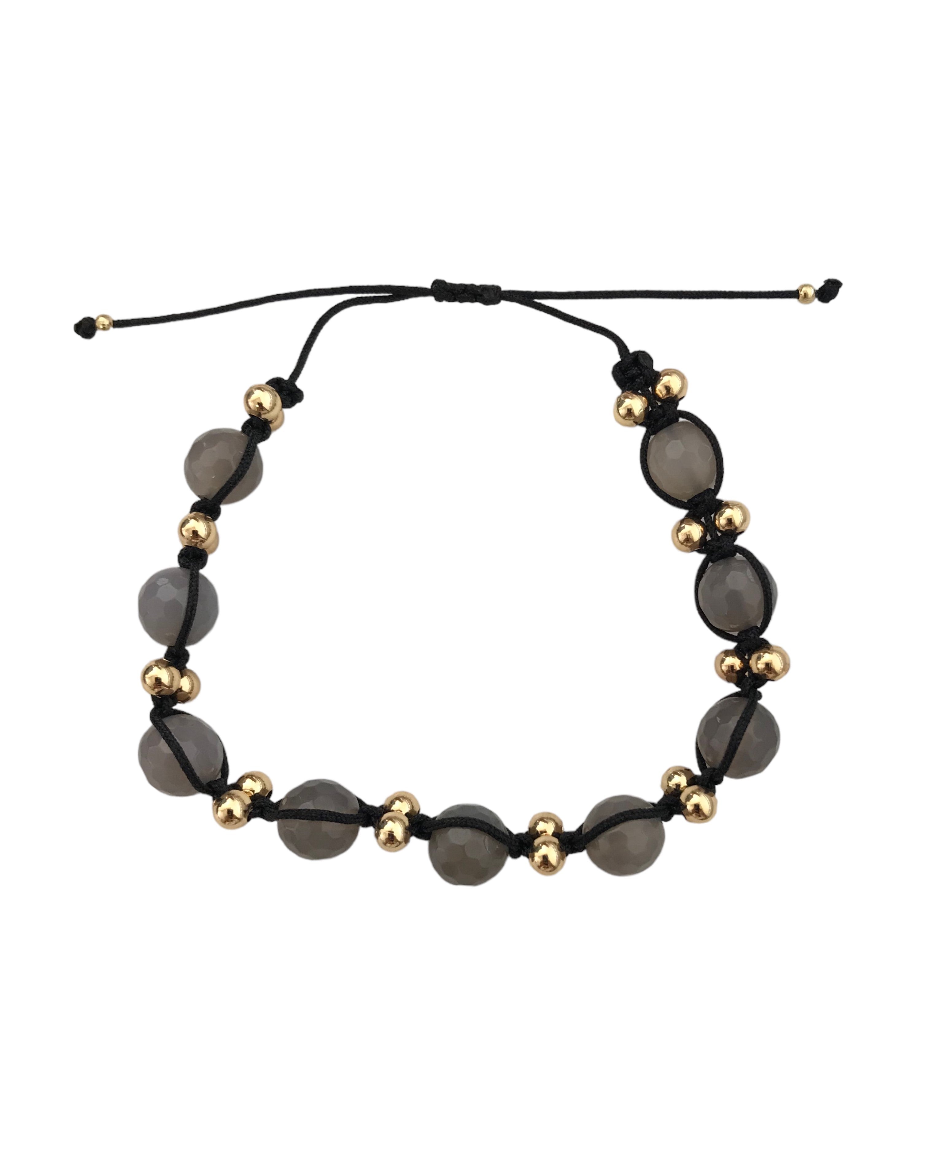 Pulsera con Ágata Negra en Chapa de Oro 14k