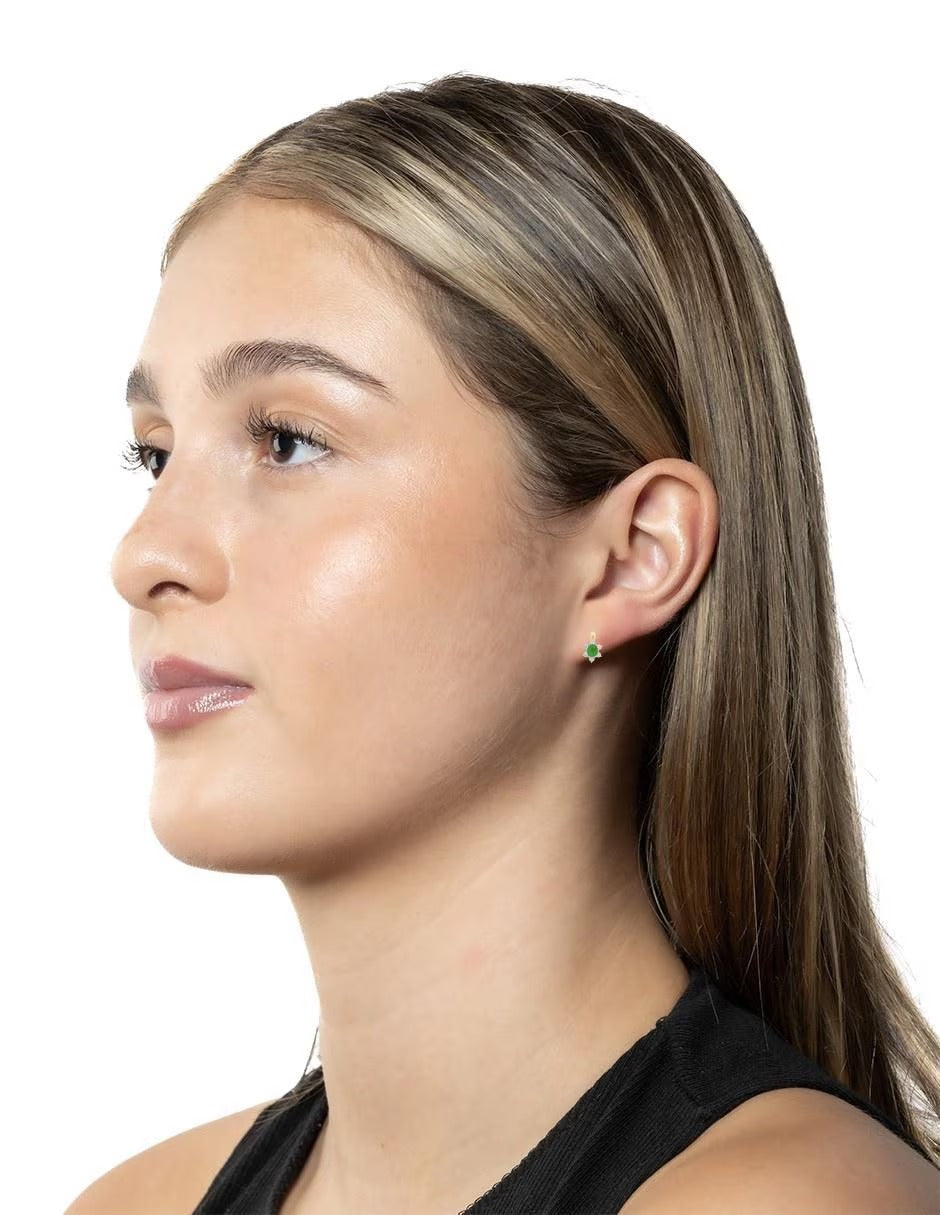Aretes de Esmeralda con Zirconias en Oro de 14k