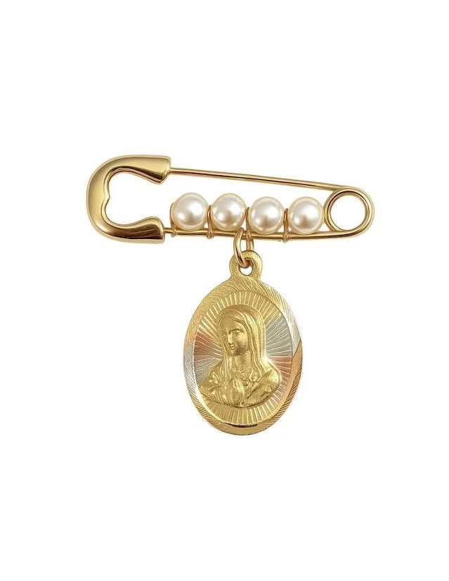 Dije de Virgen Diamantado - en Chapa de Oro