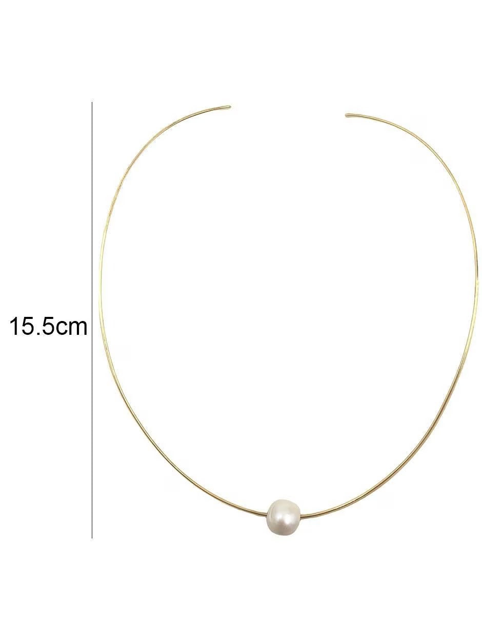 Juego de Collar y Aretes con Perla Natural en Chapa de Oro 14k