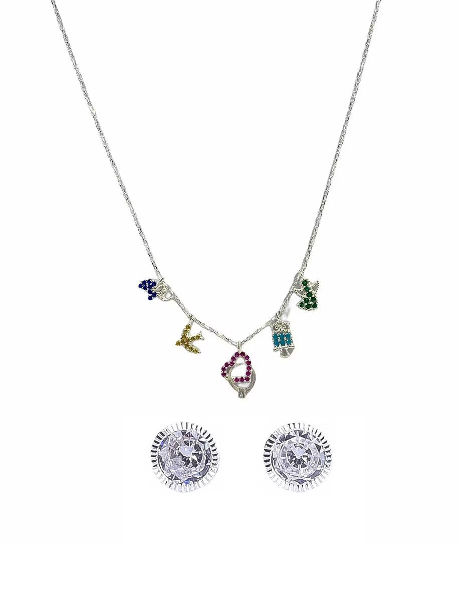 Juego de Gargantilla y Broqueles en Plata de Ley .925