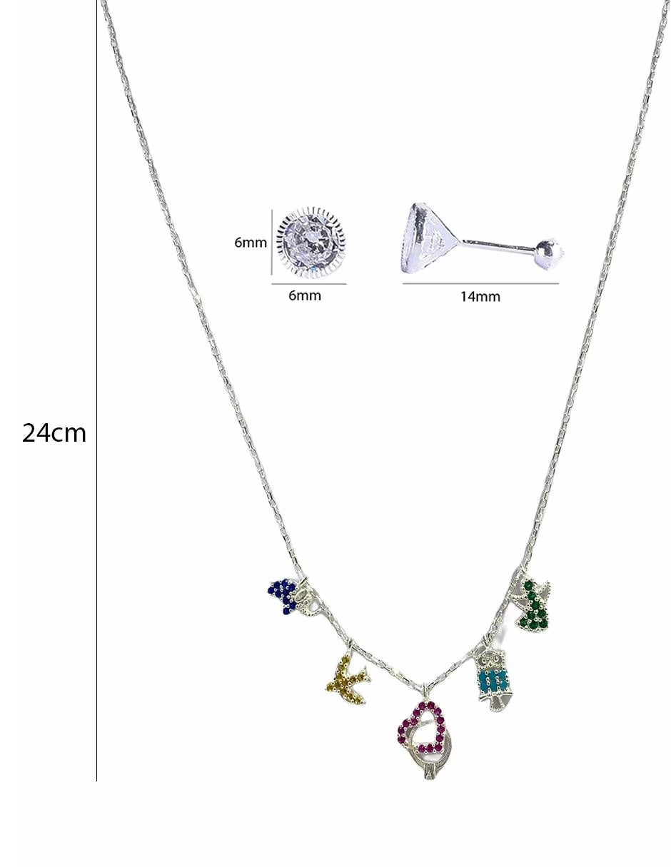 Juego de Gargantilla y Broqueles en Plata de Ley .925