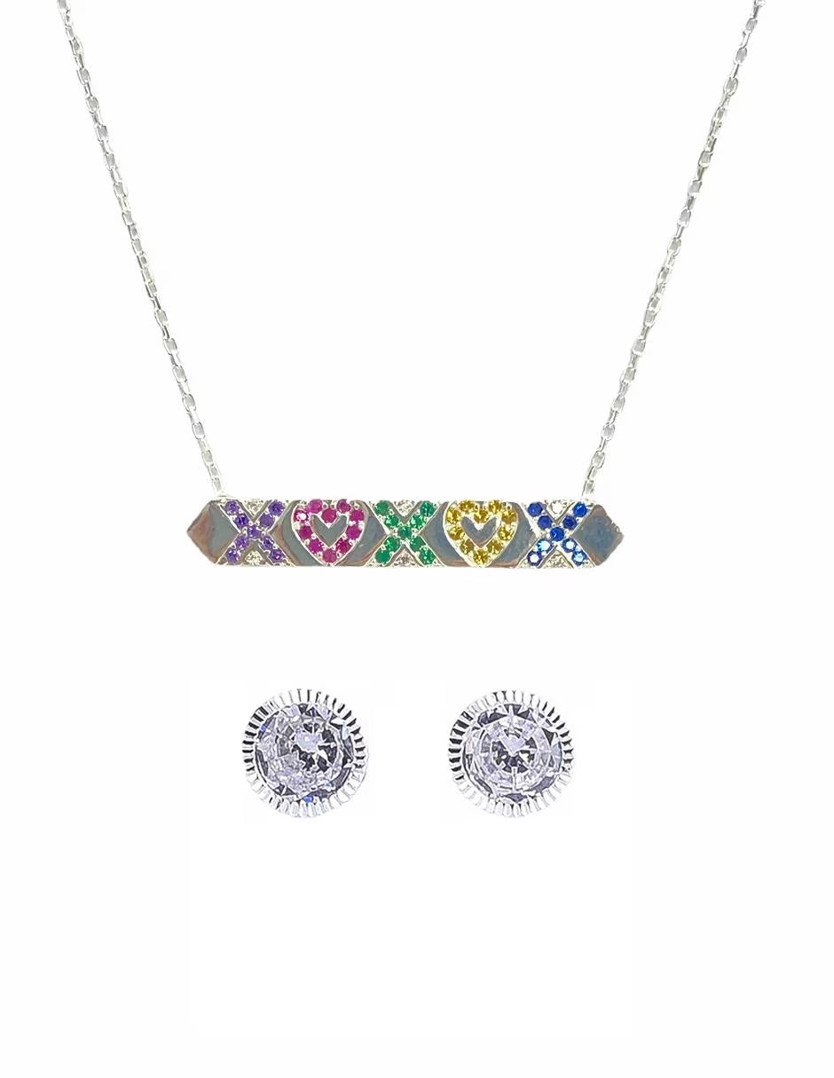 Juego de Gargantilla y Broqueles en Plata de Ley .925