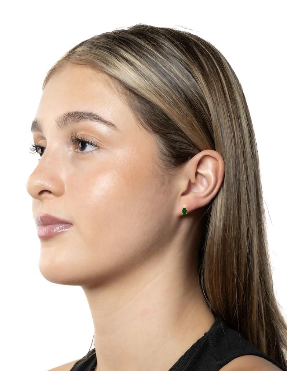 Aretes de Ágata con Zirconia de Corazón en Oro de 14k