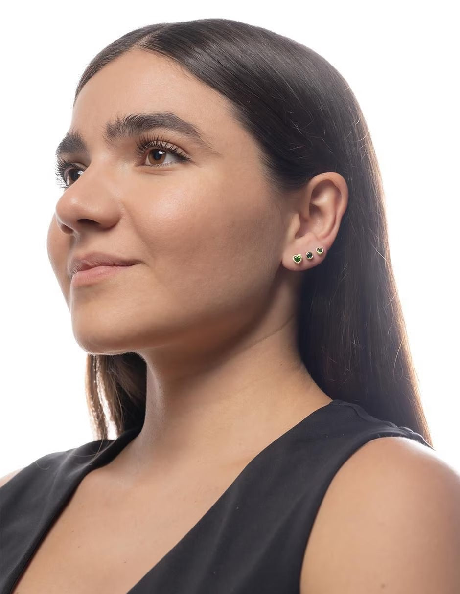 Set de Piercing Zirconia Verde - en Oro de 10k