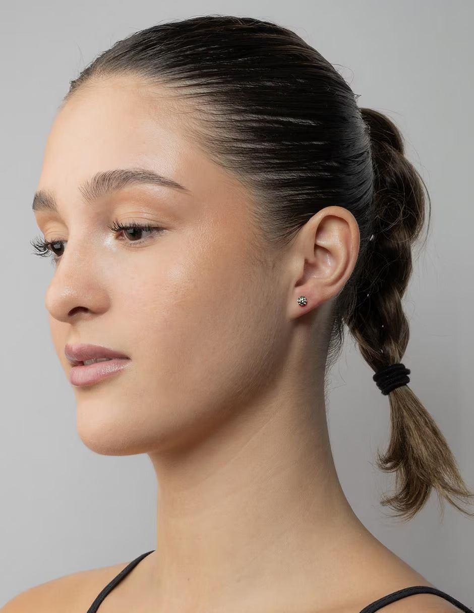 Broquel Bola de Fuego Gris 4mm - EN ORO 10K