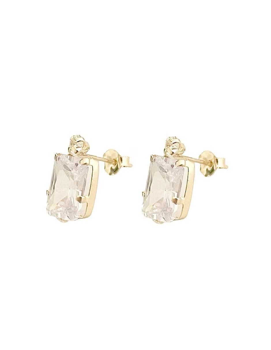 Aretes con Zirconia en Oro de 10k