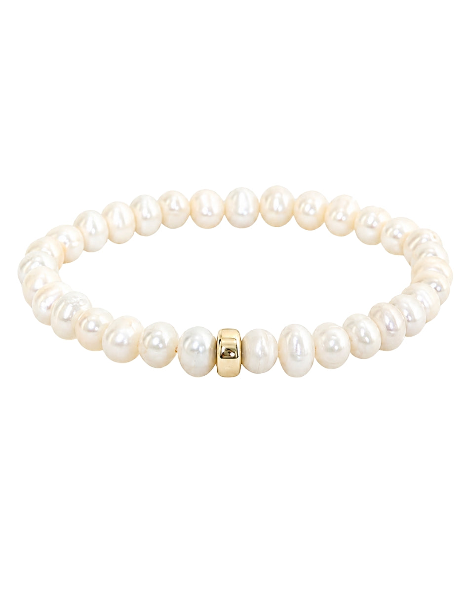 Pulsera de Perlas con Rondel de Oro 14K