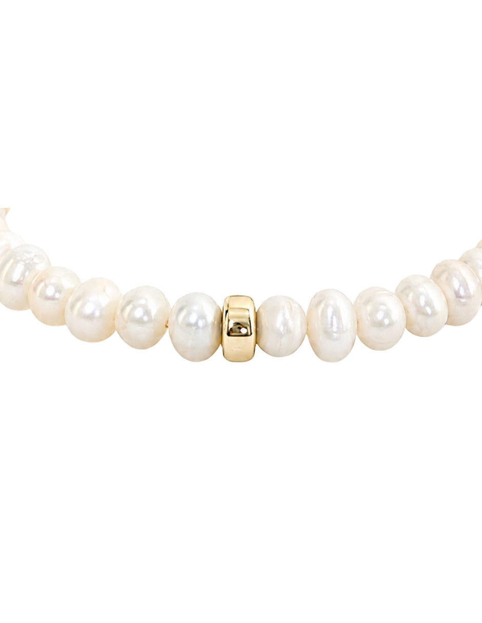 Pulsera de Perlas con Rondel de Oro 14K