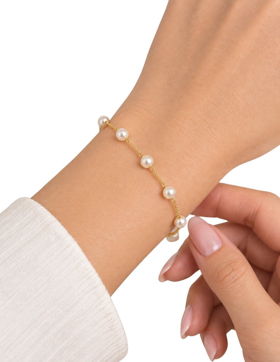 Pulsera Perlas Oro de 10K
