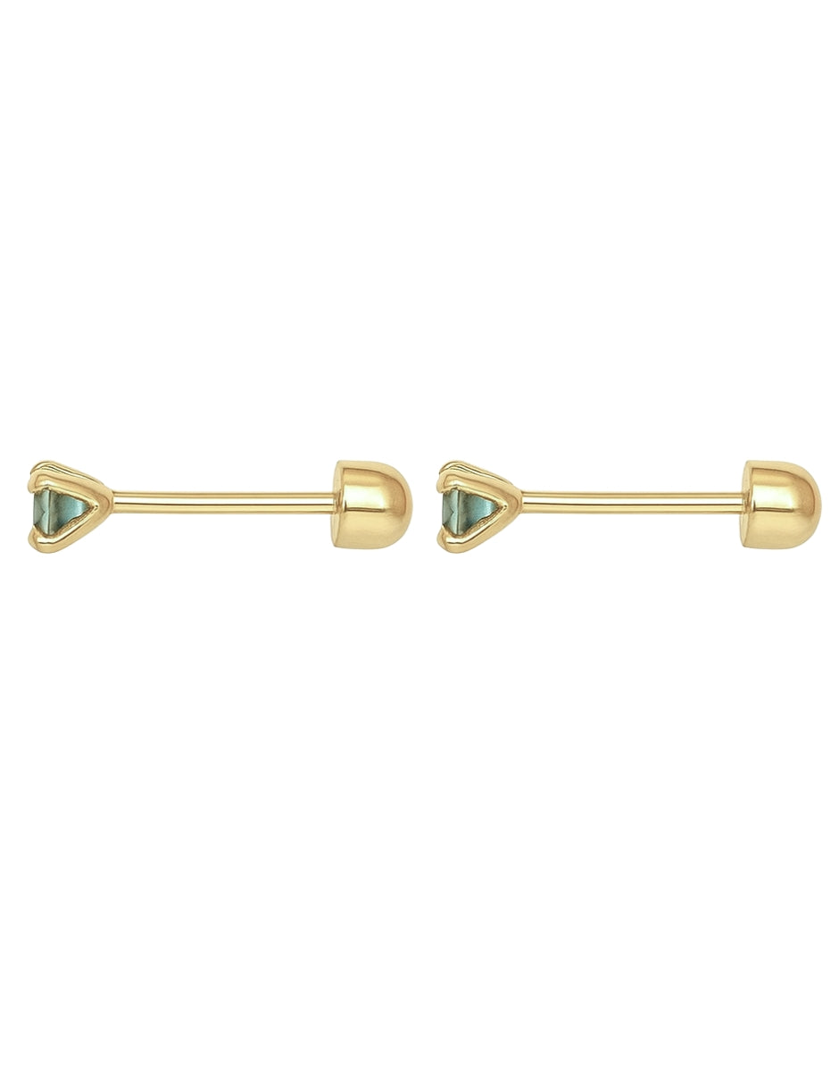 Broquel Zirconia Azul Oro 10k