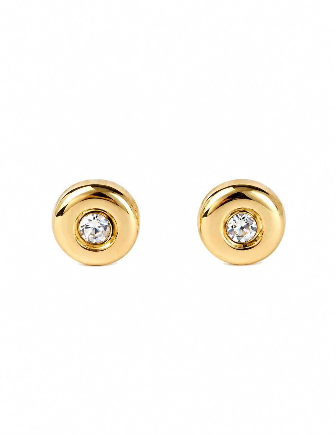 Broqueles Redondos con Zirconia - Oro 10k