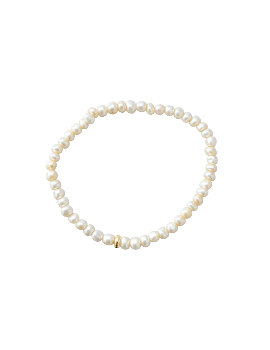 Pulsera de Perlas con Rondel de Oro 14K