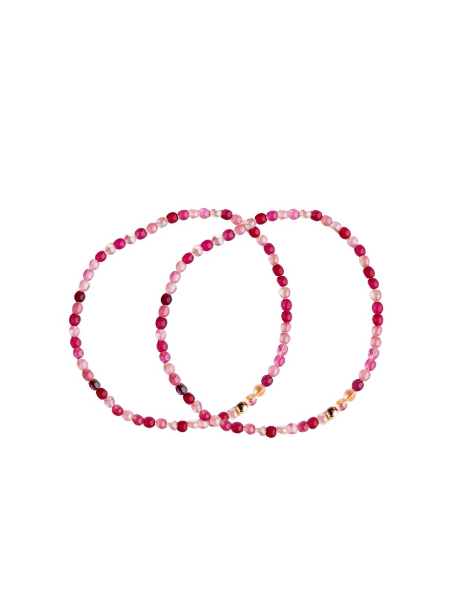 Dúo de Pulsera de Ágata con Rondel de Oro 10K