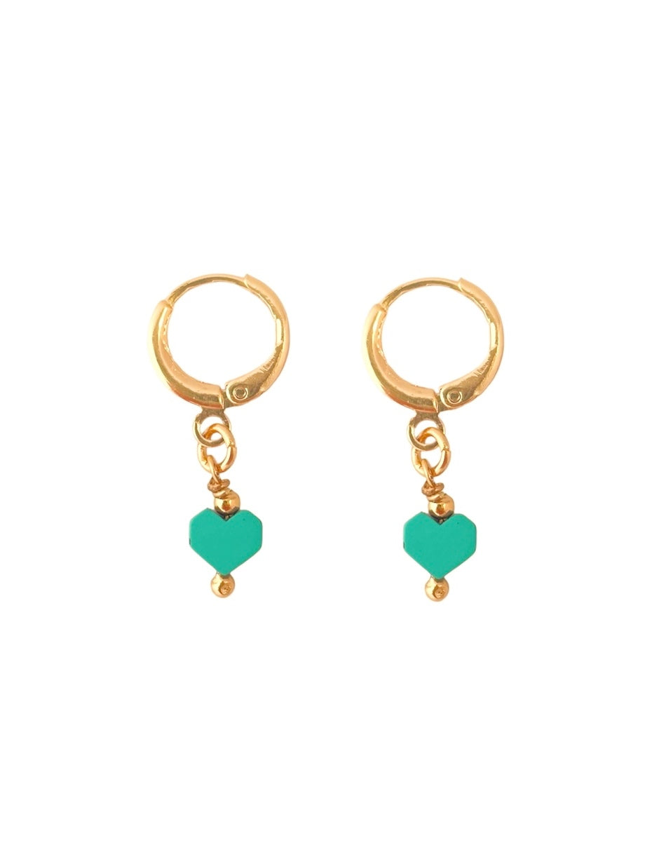 Arracadas con Turquesa en Chapa de Oro 14k