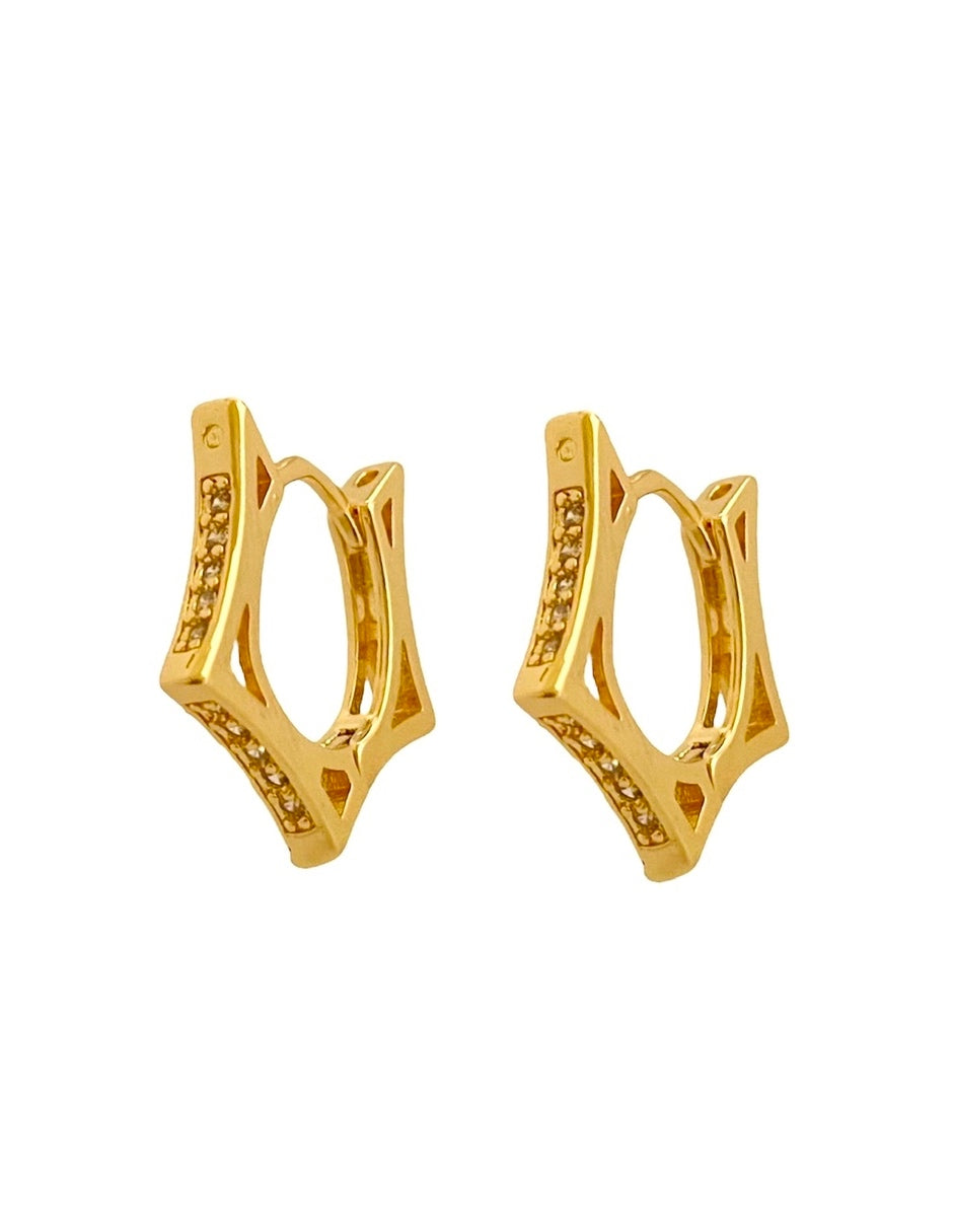 Arracadas de Estrella con Zirconias en Chapa de Oro de 14k