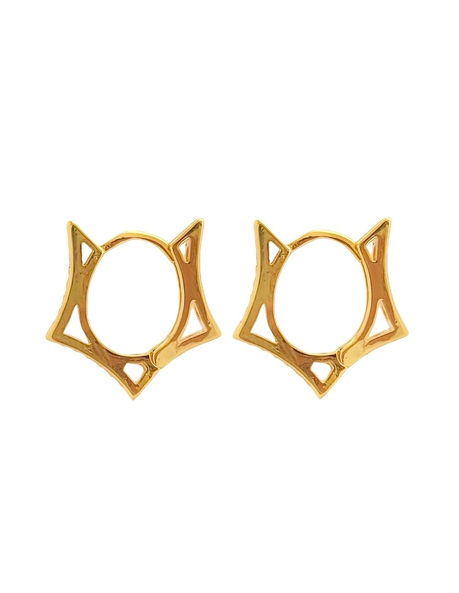 Arracadas de Estrella con Zirconias en Chapa de Oro de 14k