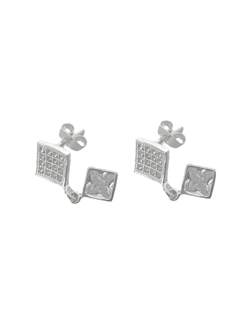 Aretes de Rombo en Plata con Zirconia