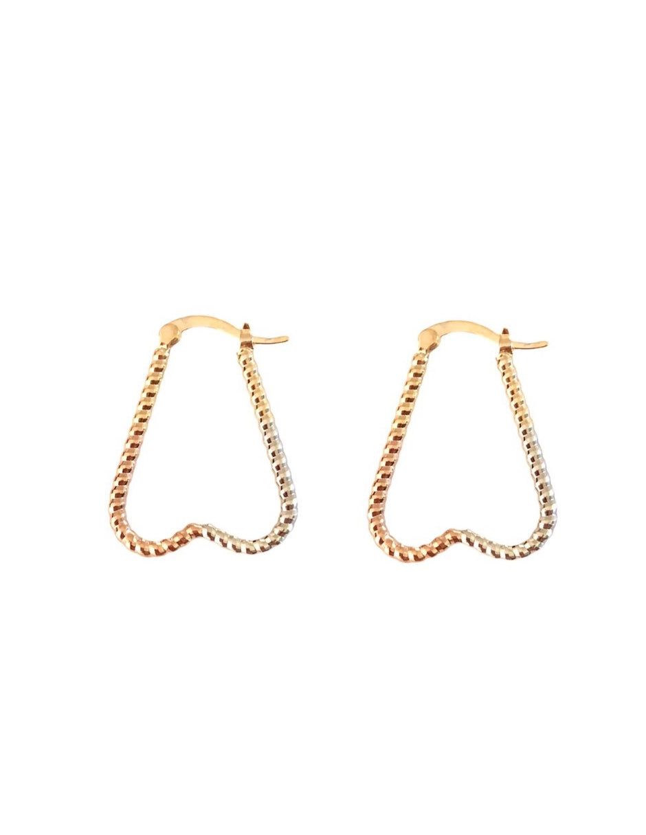 Arracadas con Diseño Tricolor en Chapa de Oro de 14k