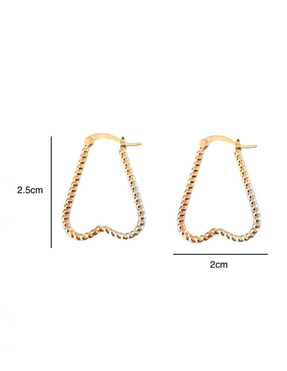 Arracadas con Diseño Tricolor en Chapa de Oro de 14k