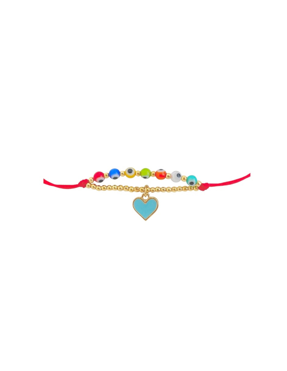 Pulsera Corazón Azul en Chapa de Oro 14k
