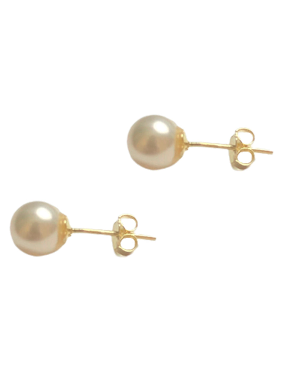 Broquel de Perla Natural 6mm en Oro de 10k