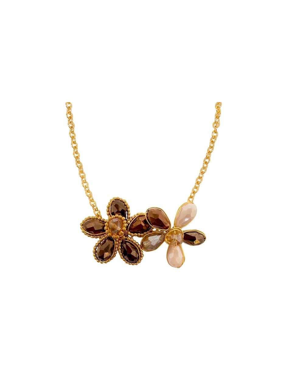 Collar Flores Cafes en Chapa de Oro de 14k