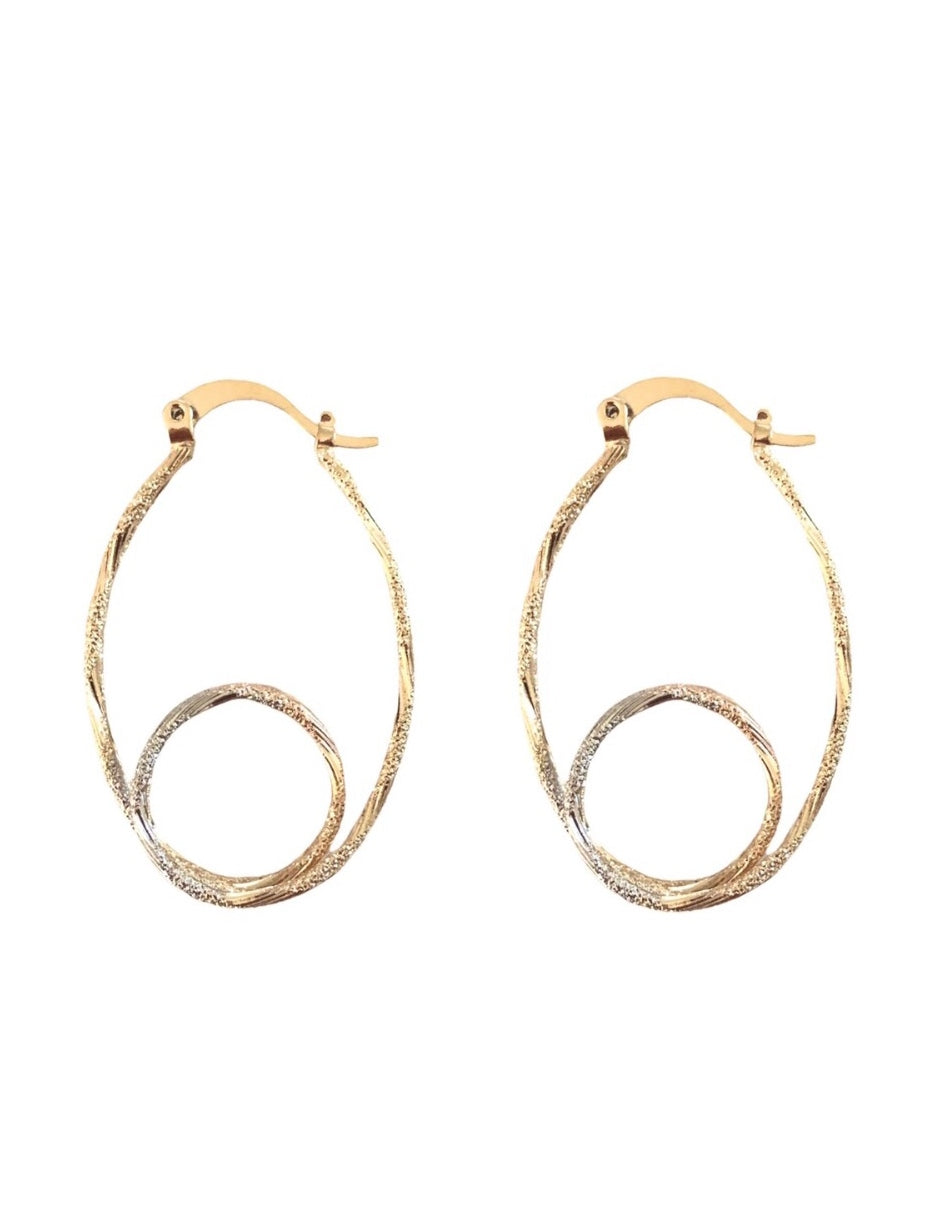 Arracadas Doble Aro en Chapa de Oro 14k