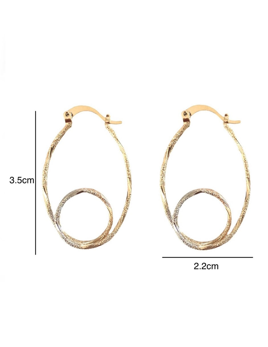 Arracadas Doble Aro en Chapa de Oro 14k