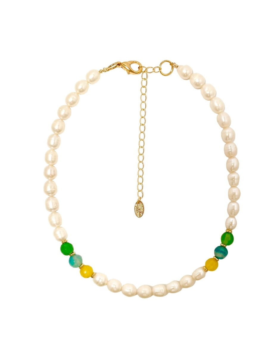 Collar Bali - Perlas Naturales y Chapa de Oro 14k