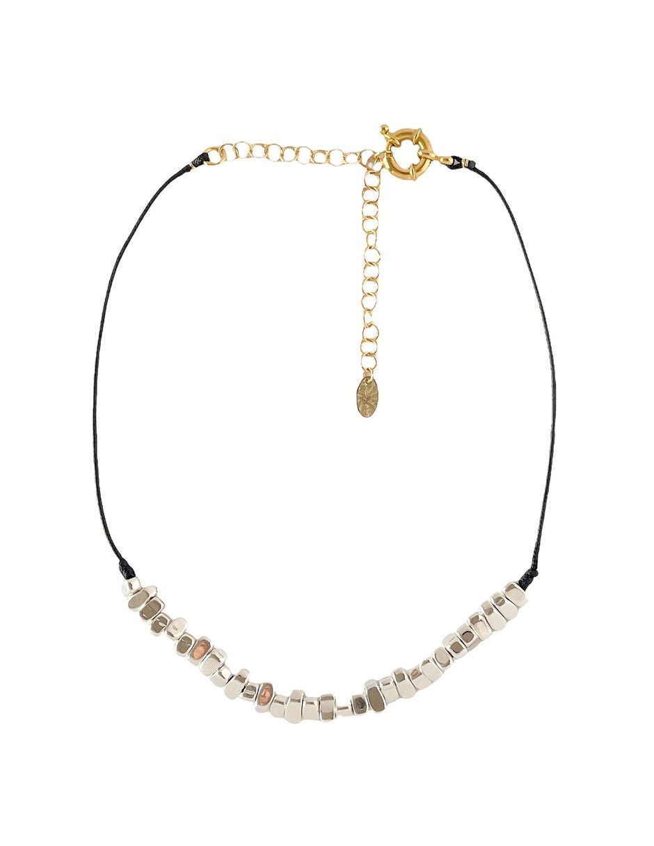Collar Crista Plateado en Chapa de Oro 14k