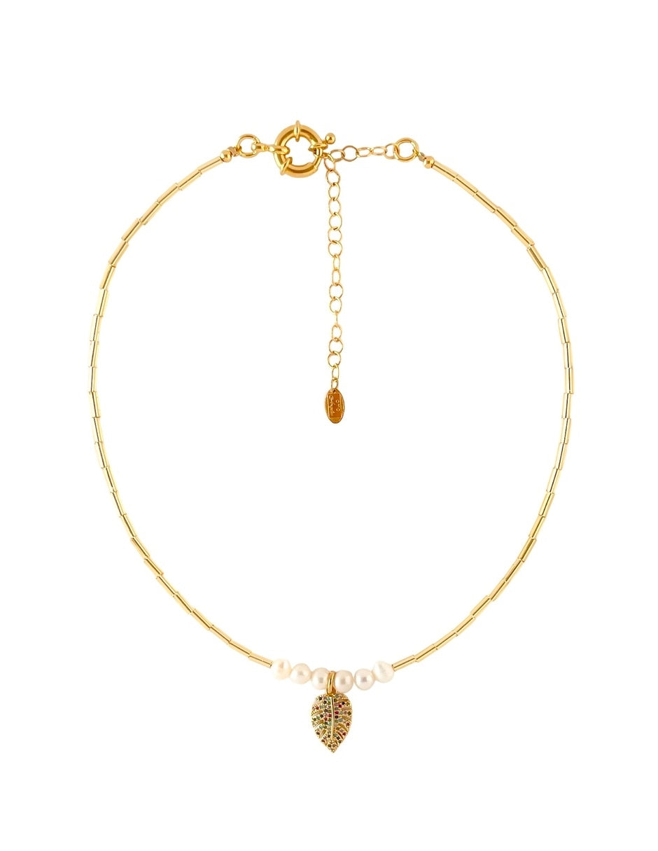 Collar Hoja en Chapa de Oro de 14k