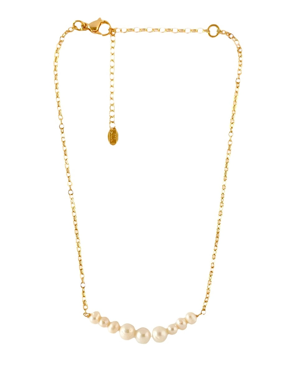 Collar Galileano - Perla Natural y Chapa de Oro 14k