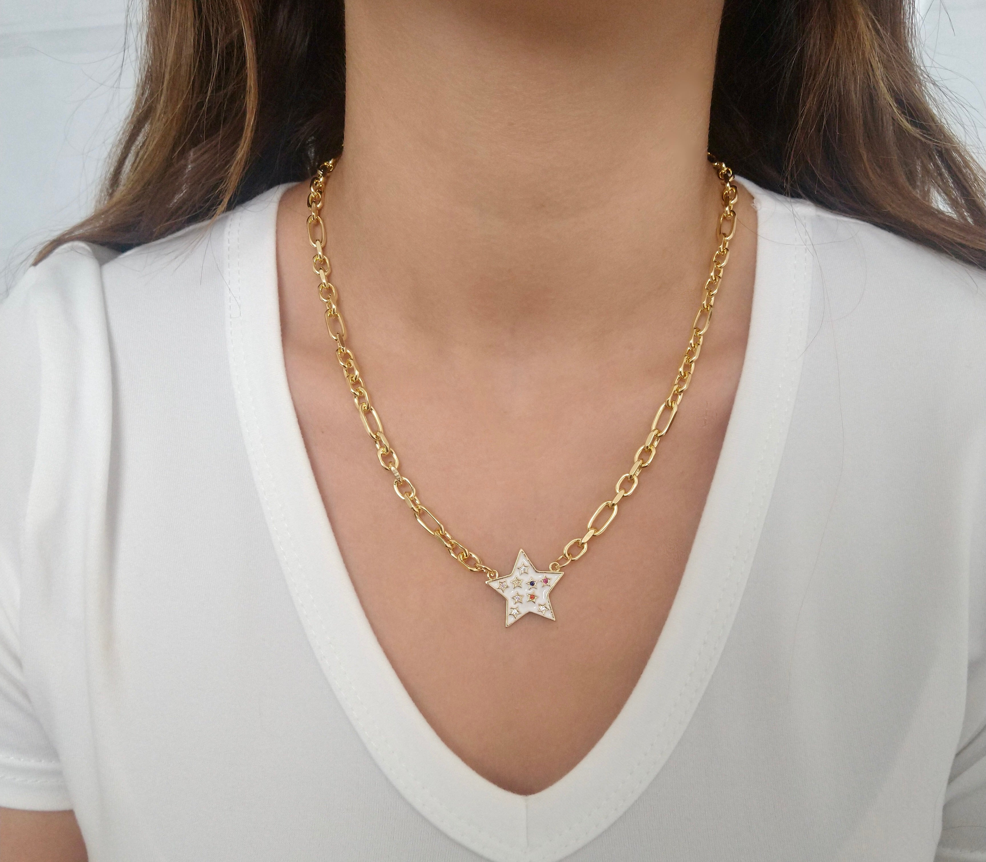 Collar Estrella en Chapa de Oro 14k