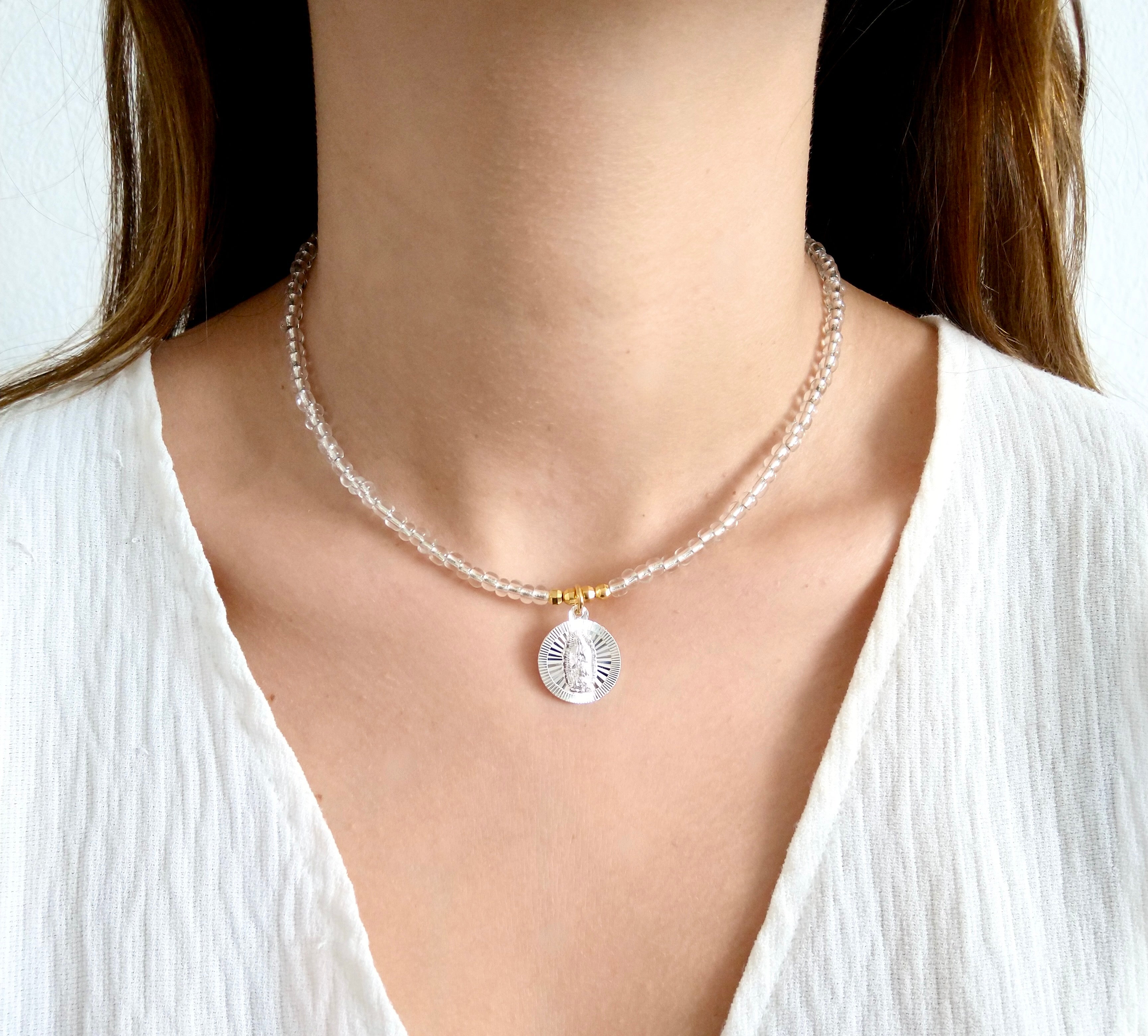 Collar con Medalla de Guadalupe en Chapa de Oro 14k