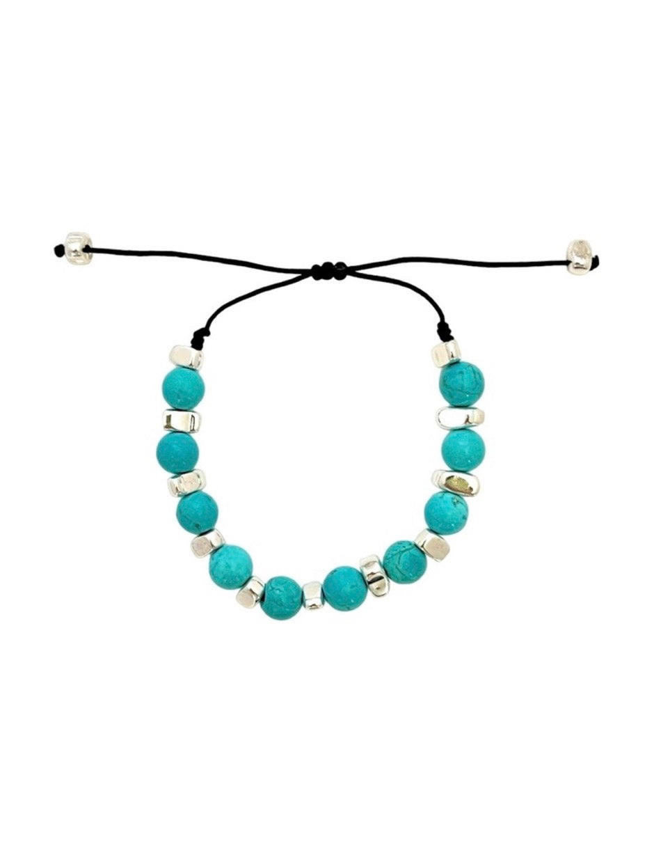 Pulsera Ajustable Turquesa en Chapa de Oro