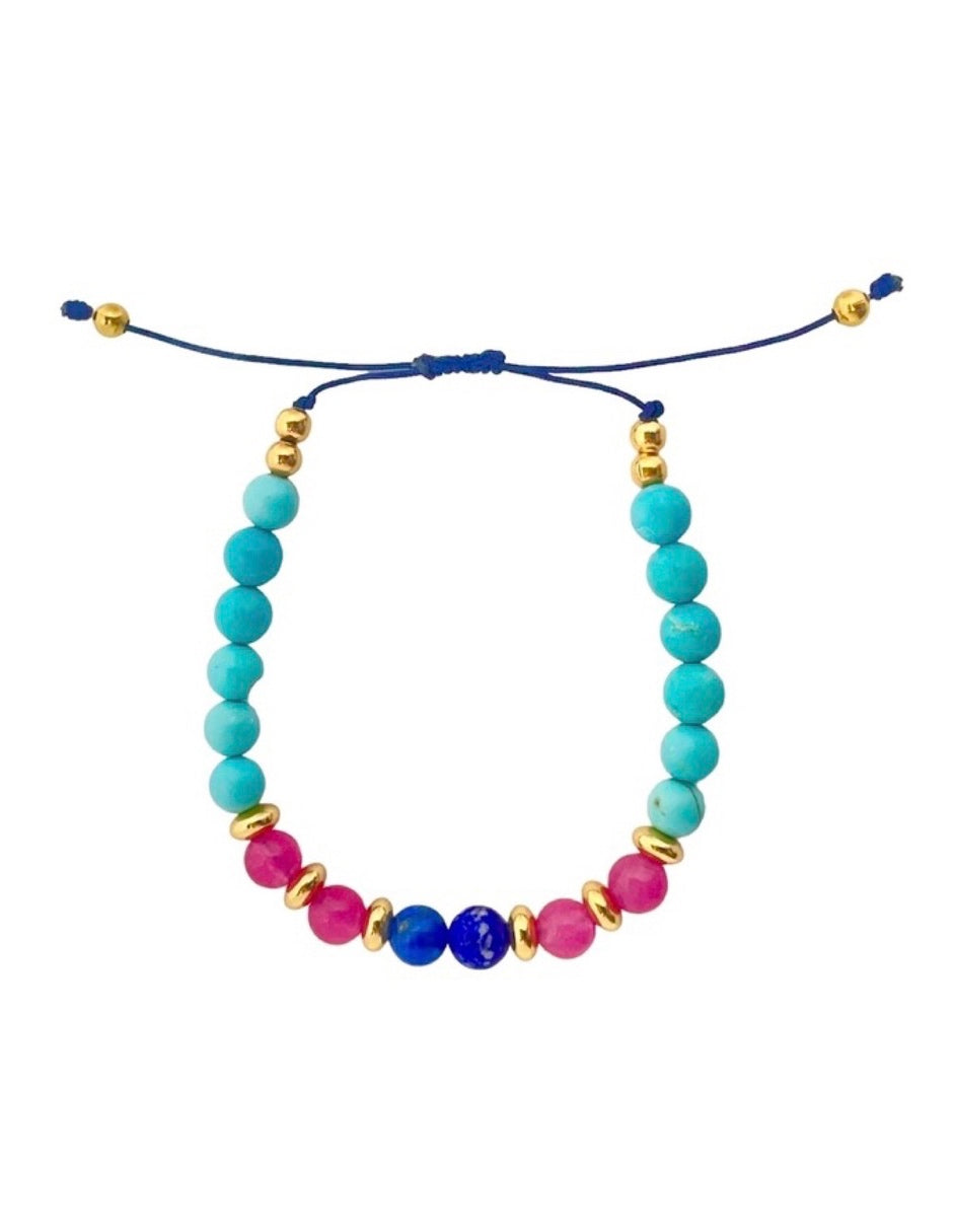 Pulsera con Piedra Natural en Chapa de Oro 14k