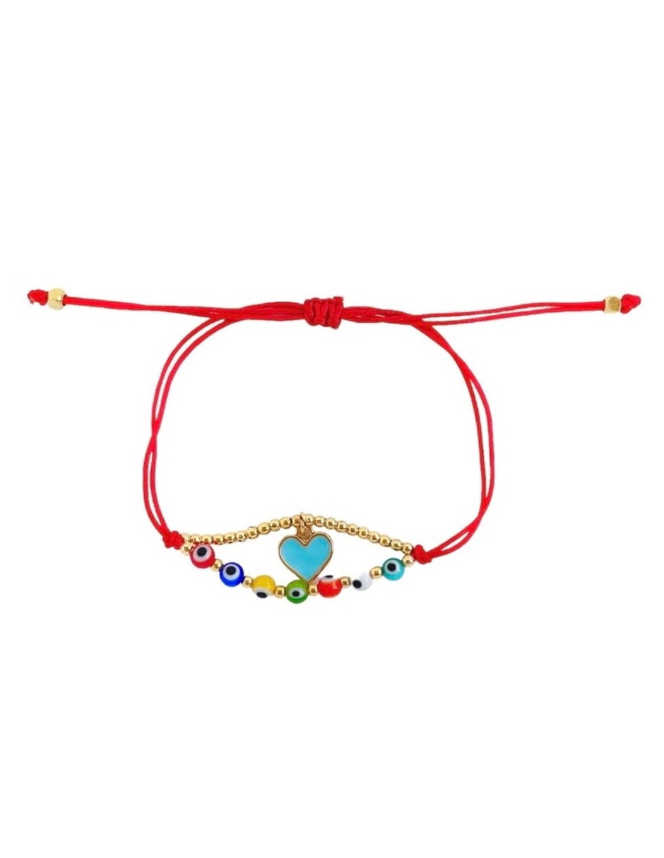 Pulsera Corazón Azul en Chapa de Oro 14k