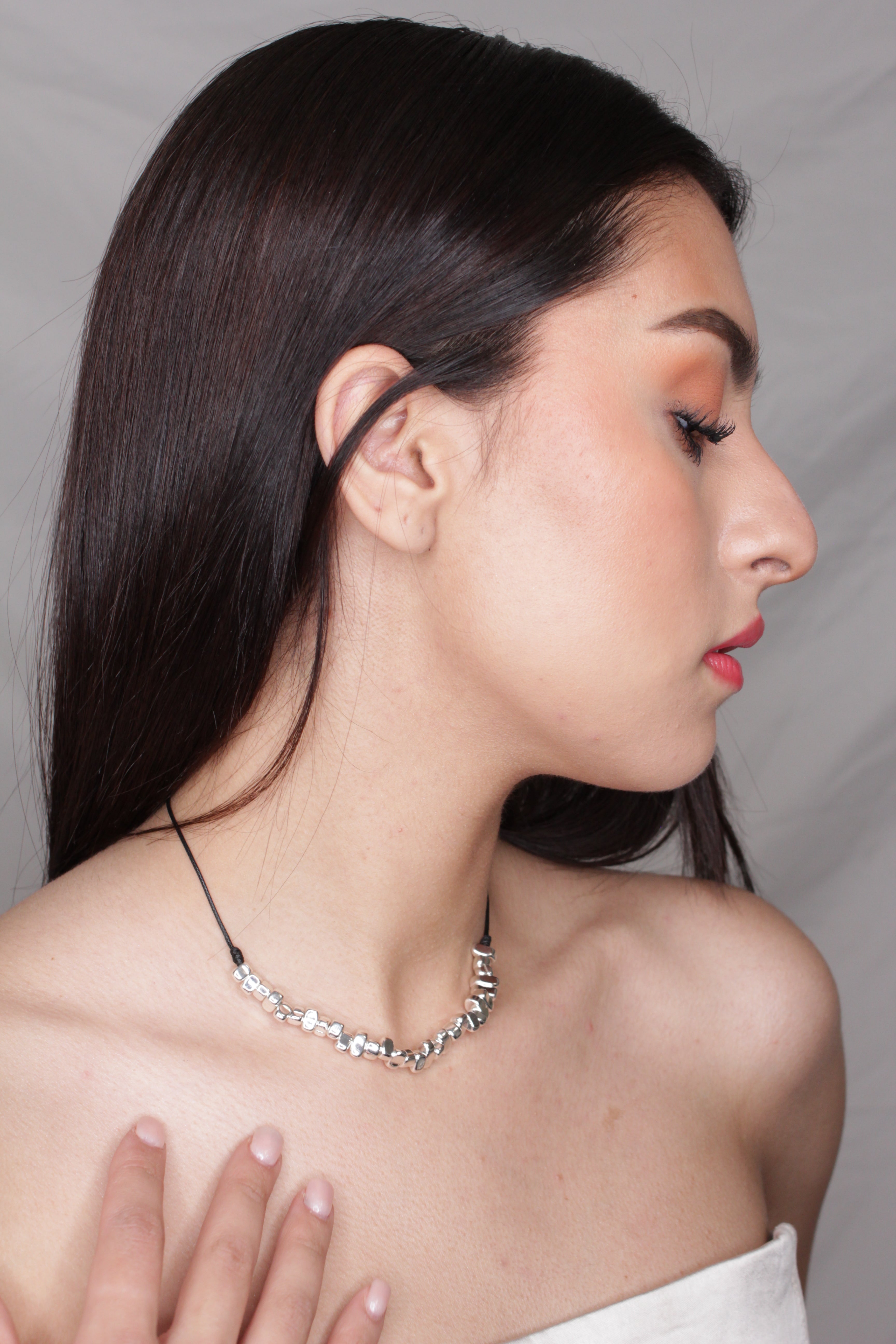 Collar Crista Plateado en Chapa de Oro 14k