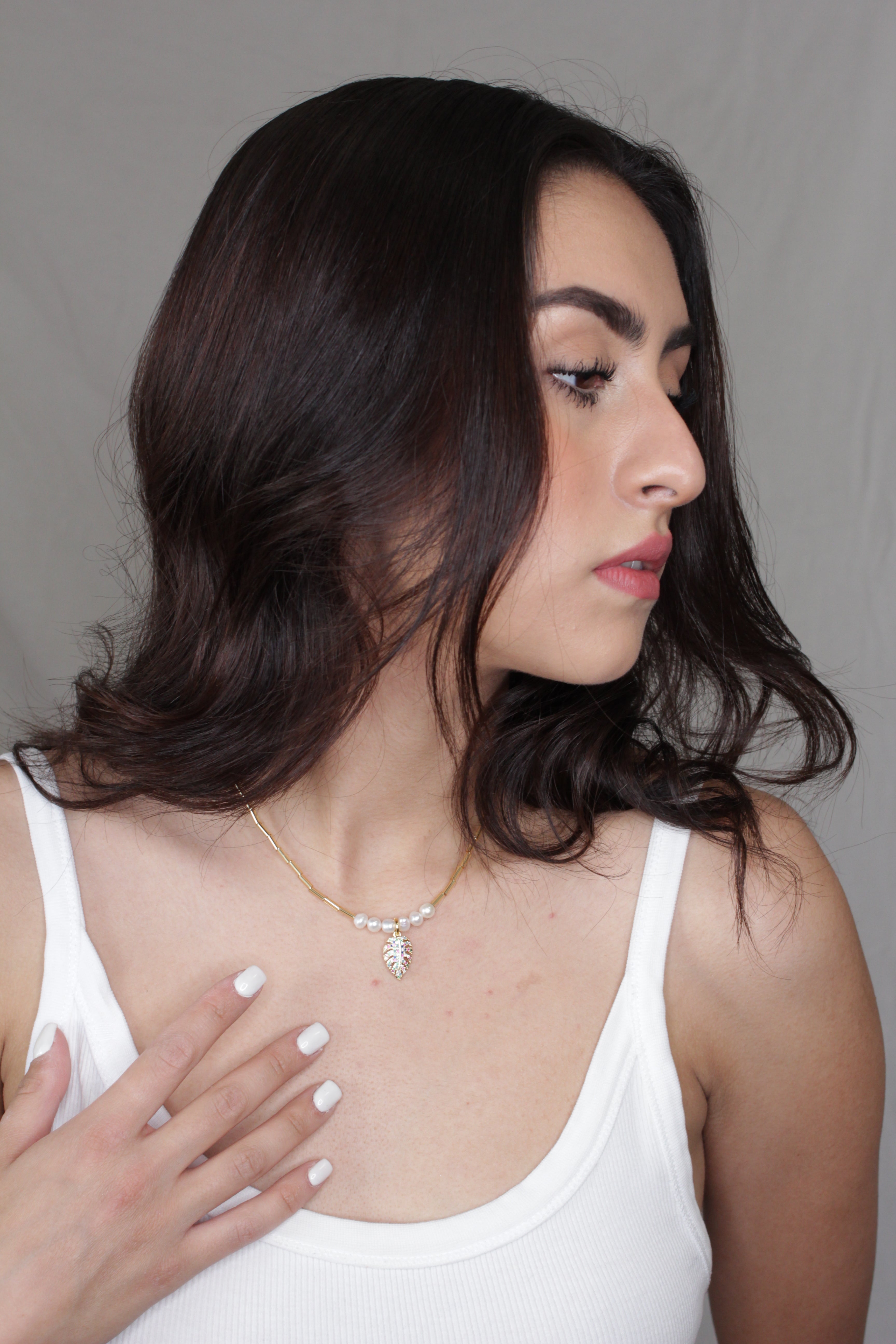 Collar Hoja en Chapa de Oro de 14k