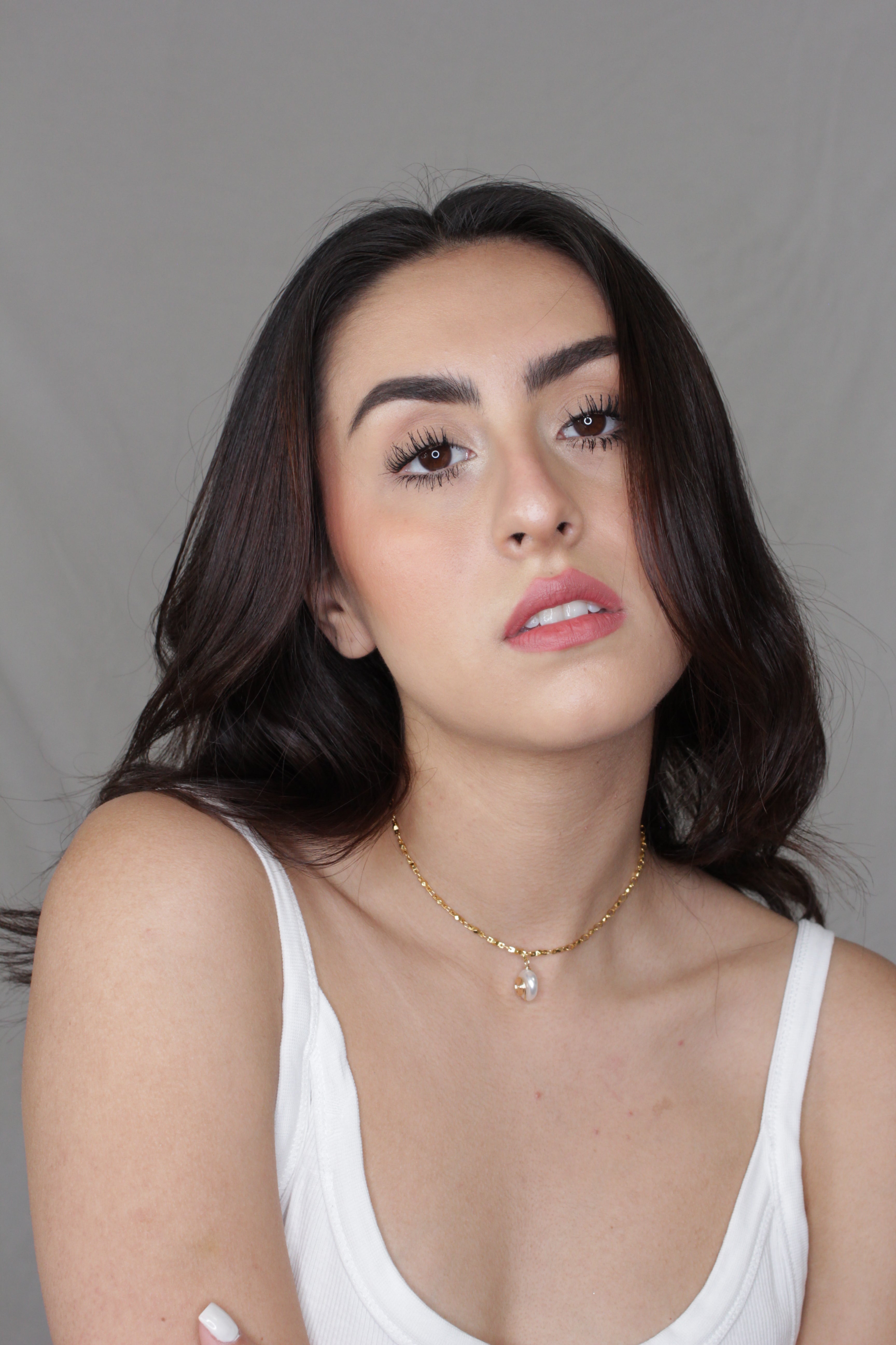 Collar Espiral con Perla en Chapa de Oro 14k