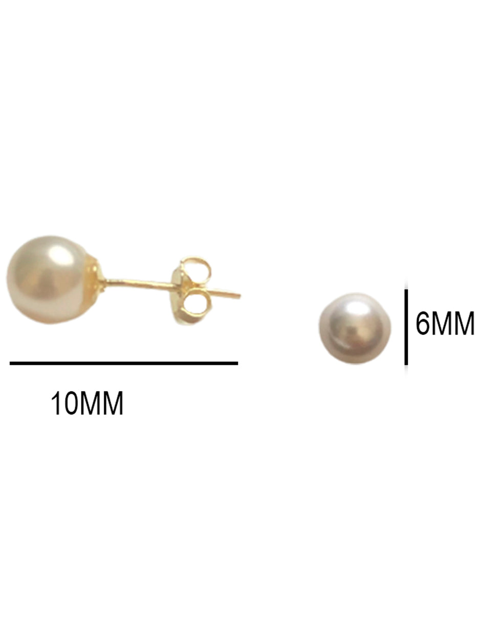 Broquel de Perla Natural 6mm en Oro de 10k