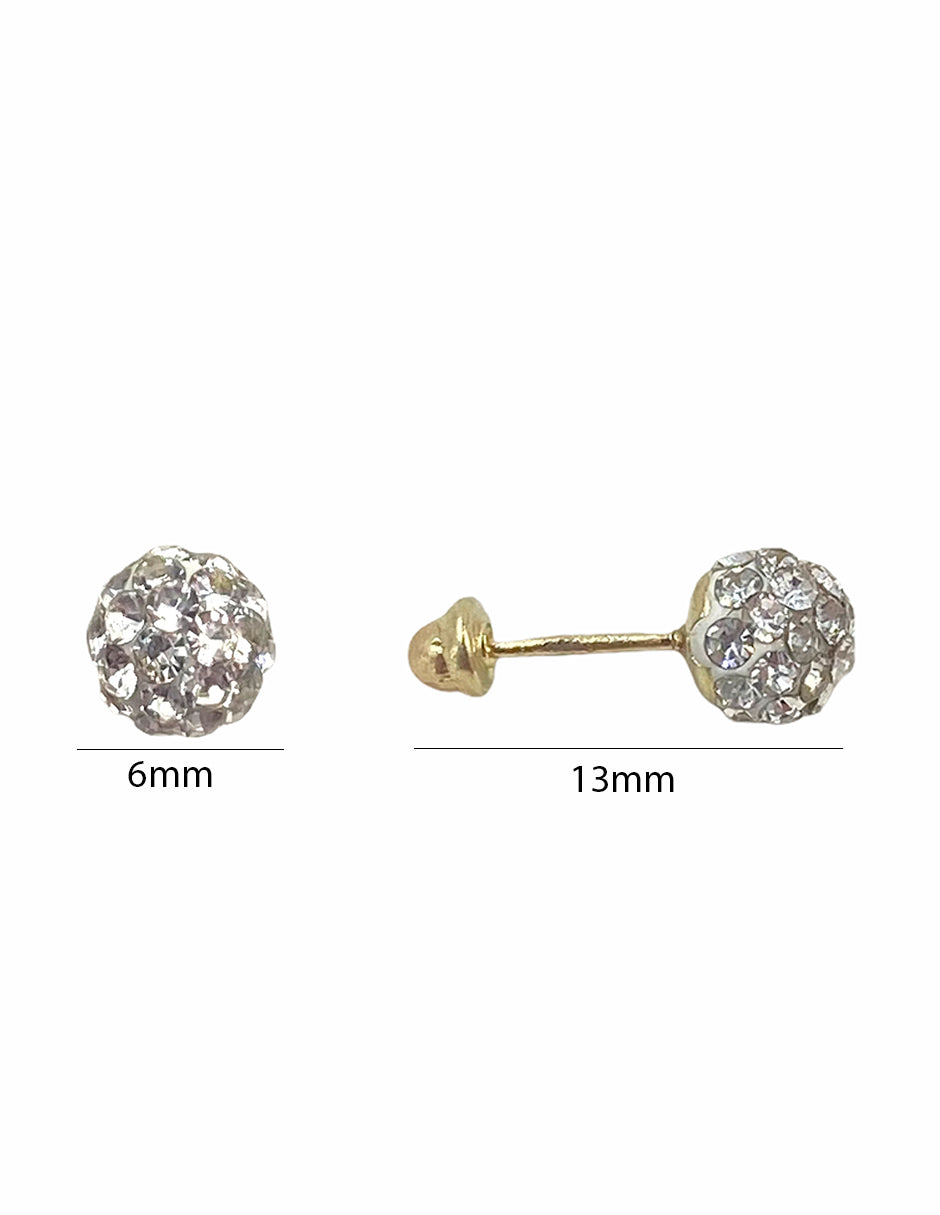 Broquel Bola de Fuego 6mm en Oro de 10k